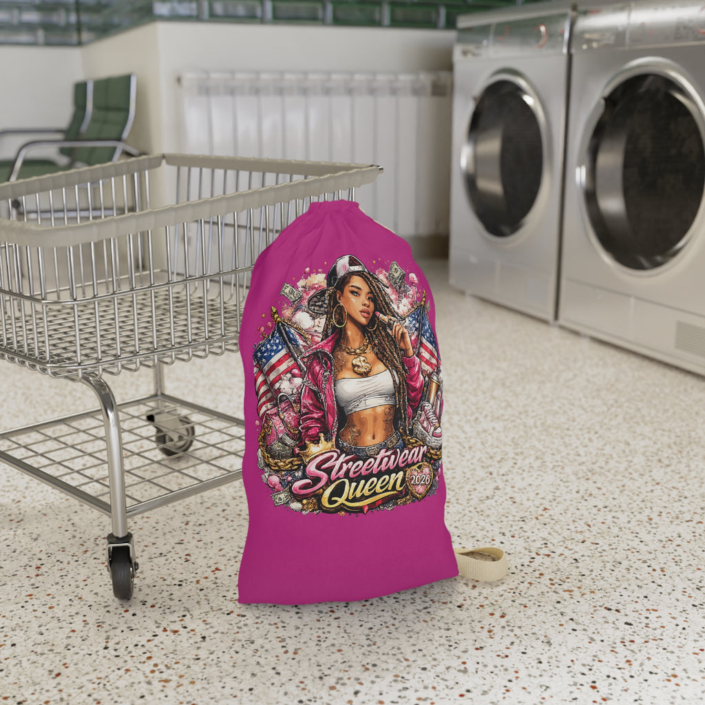 Streetwear Queen Laundry Bag | Urban Pinup Illustration, American Flags