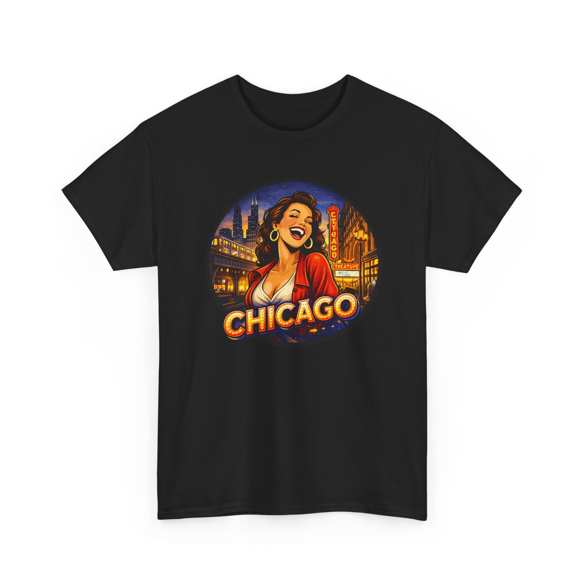 Chicago T Shirt Vintage City Graphic Tee, Retro Chicago Shirt for Women, Urban Night Skyline Travel Gift