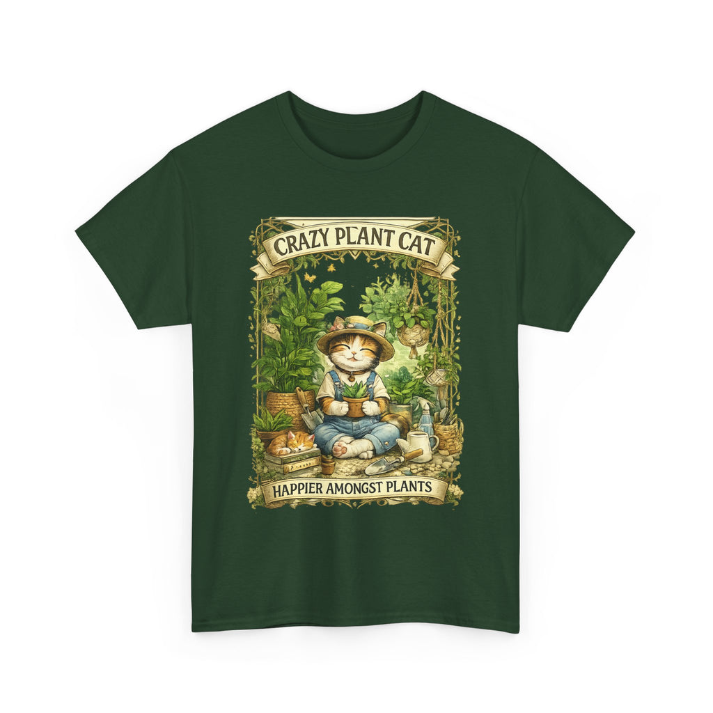 Crazy Plant Cat Shirt  Cute Cat Gardening T Shirt, Plant Lover Cat Tee, Botanical Cat Gift