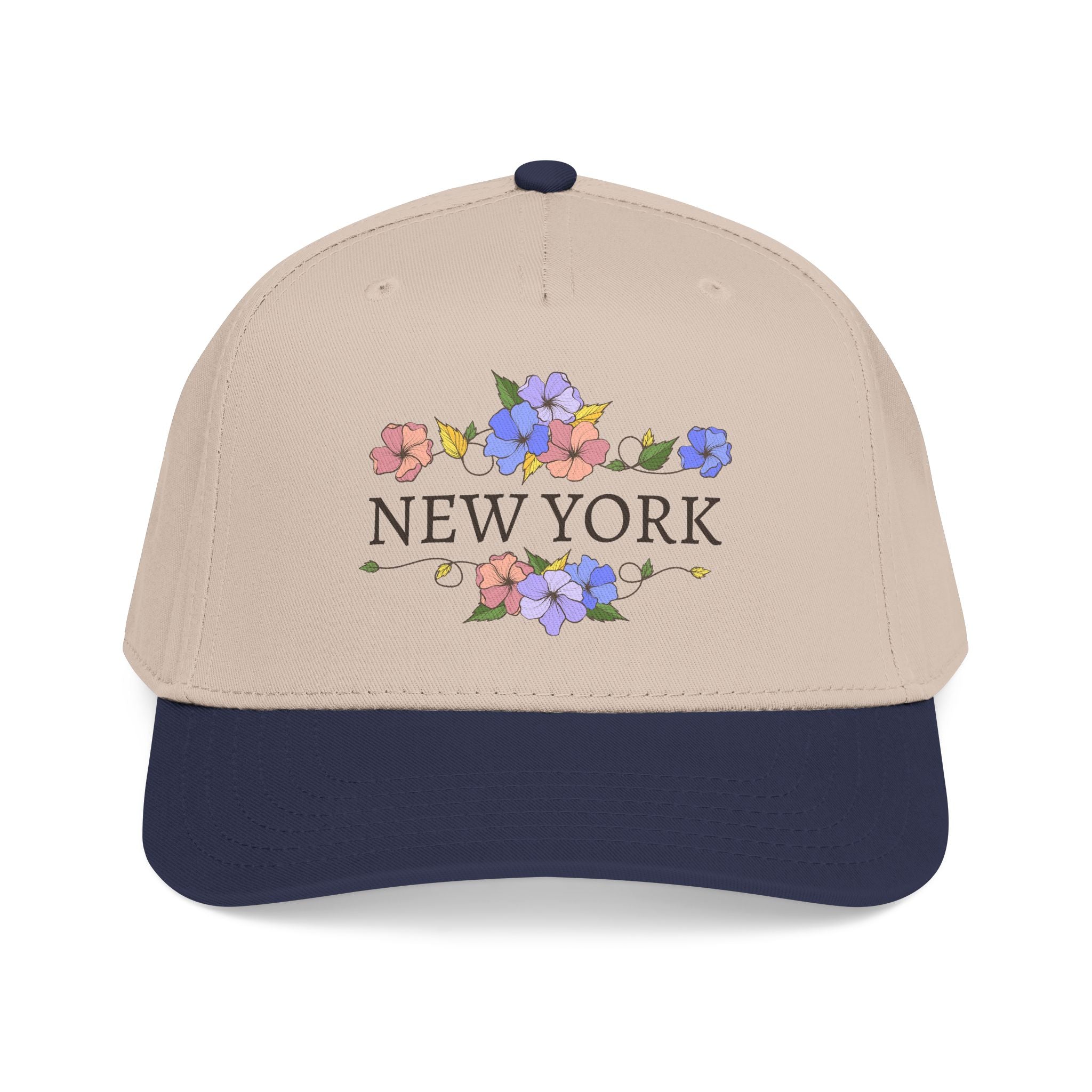 New York Floral Baseball Cap  Vintage Flower City Hat