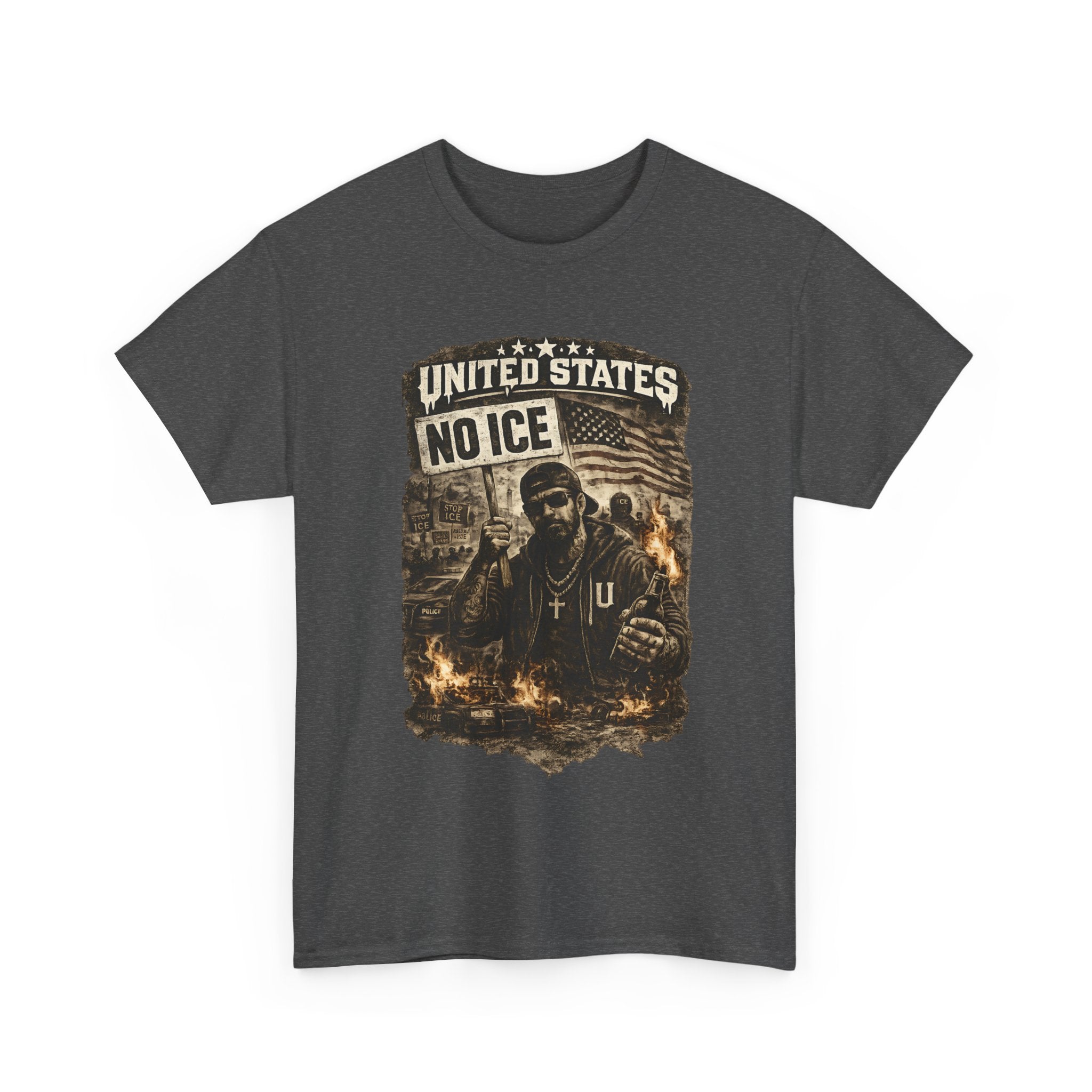 United States Streetwear T Shirt, No ICE Graphic Tee, Urban Protest Style Unisex Shirt