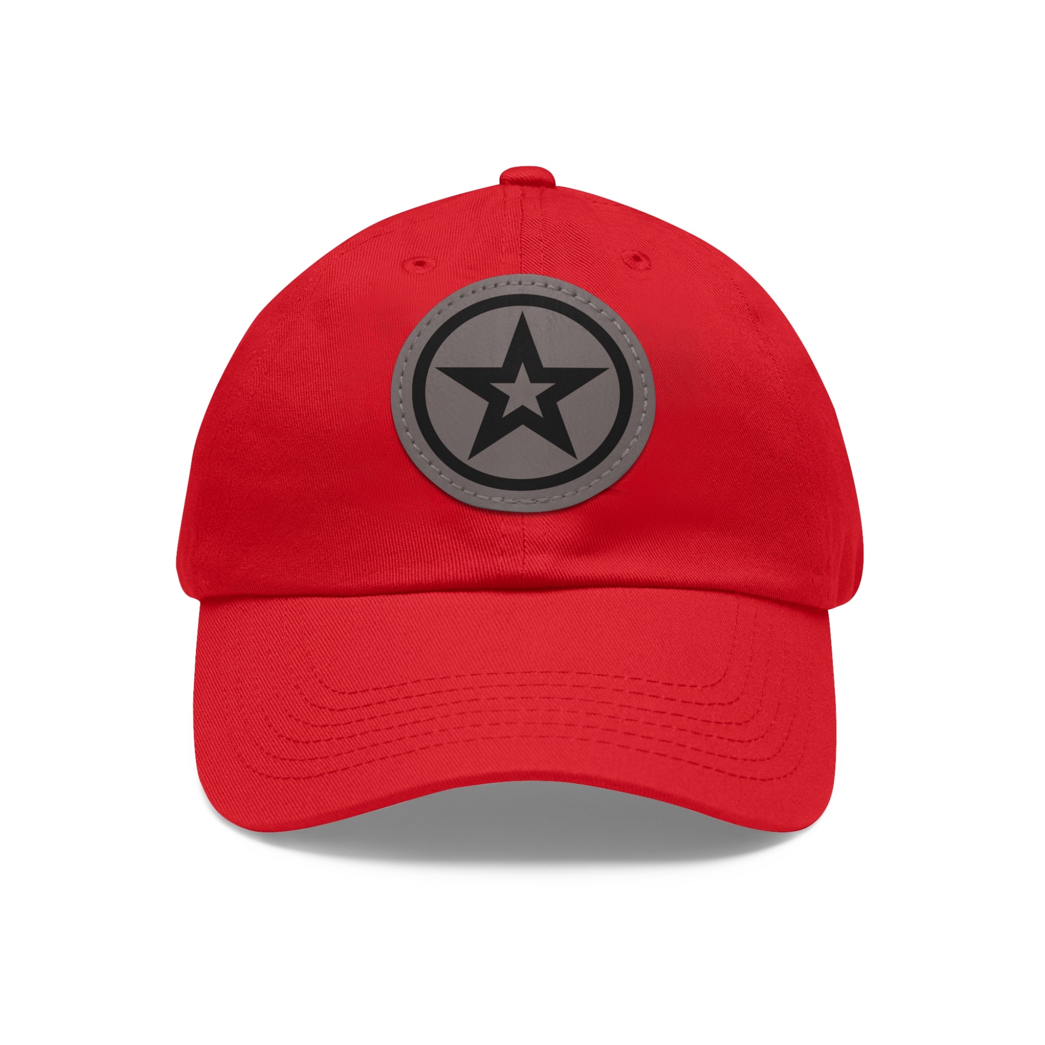 Star Patch Dad Hat  Leather Round Patch Baseball Cap