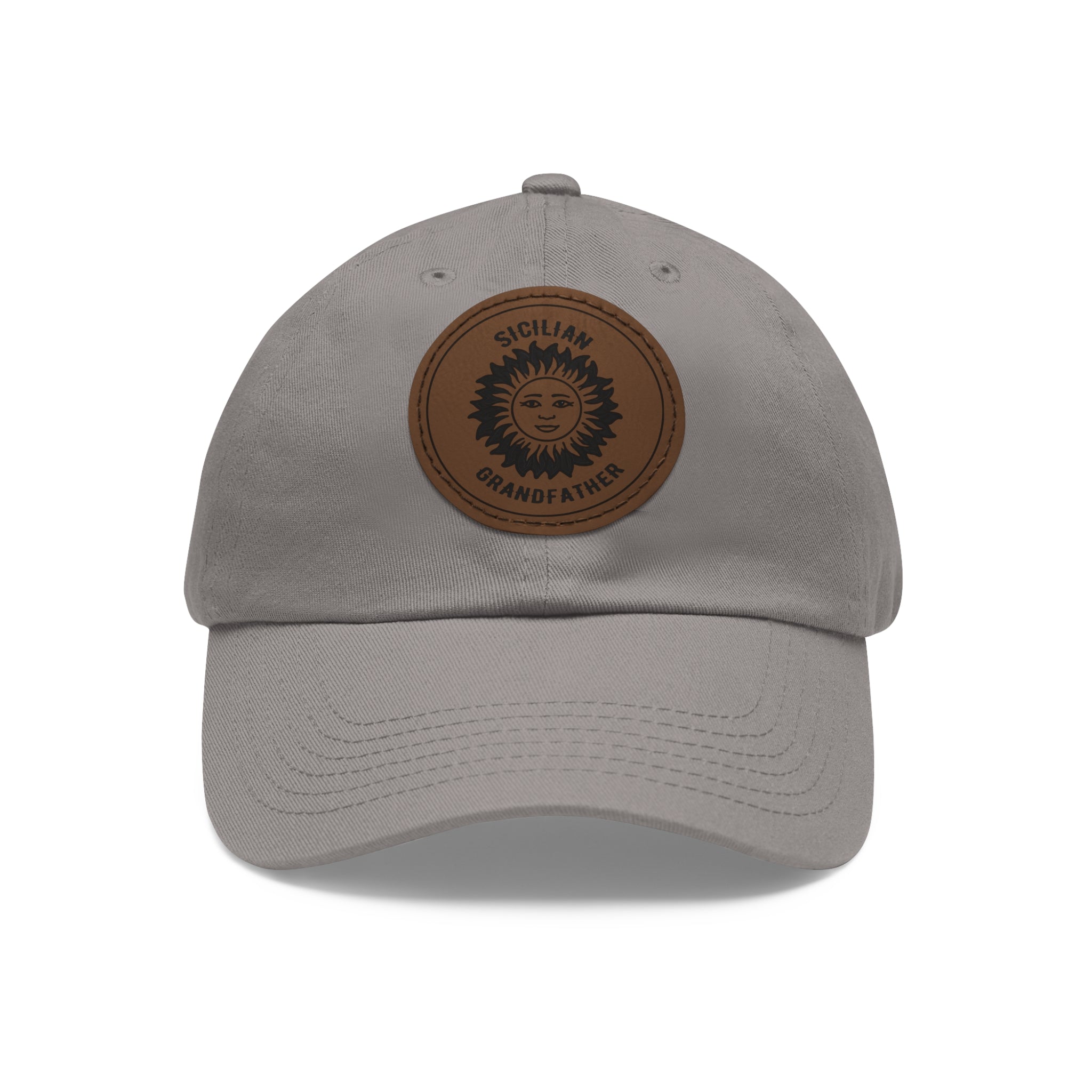 Sicilian Grandfather Sun Leather Patch Dad Hat