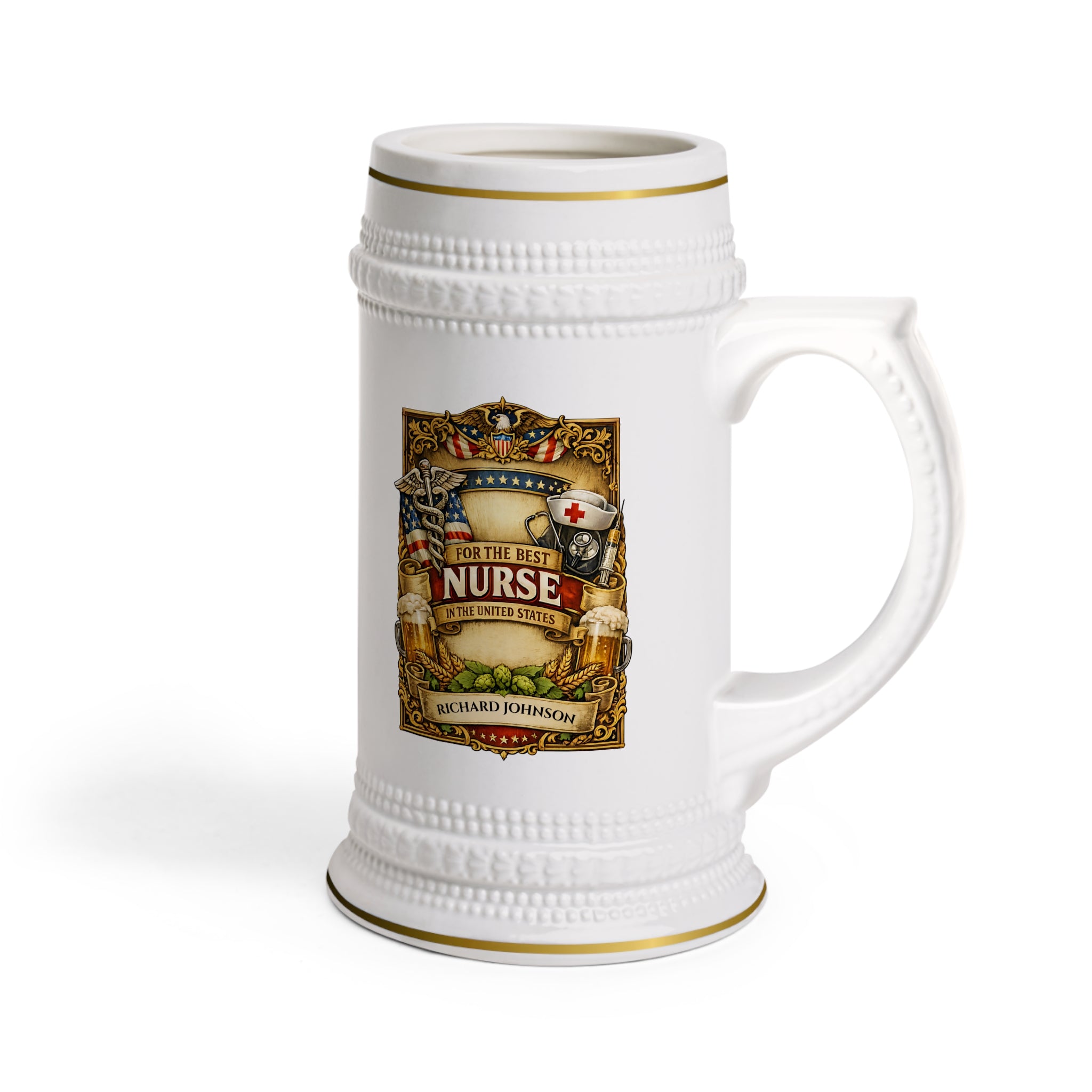 Personalized Nurse Beer Stein 22oz - Custom Name Nurse Mug, Best Nurse Gift