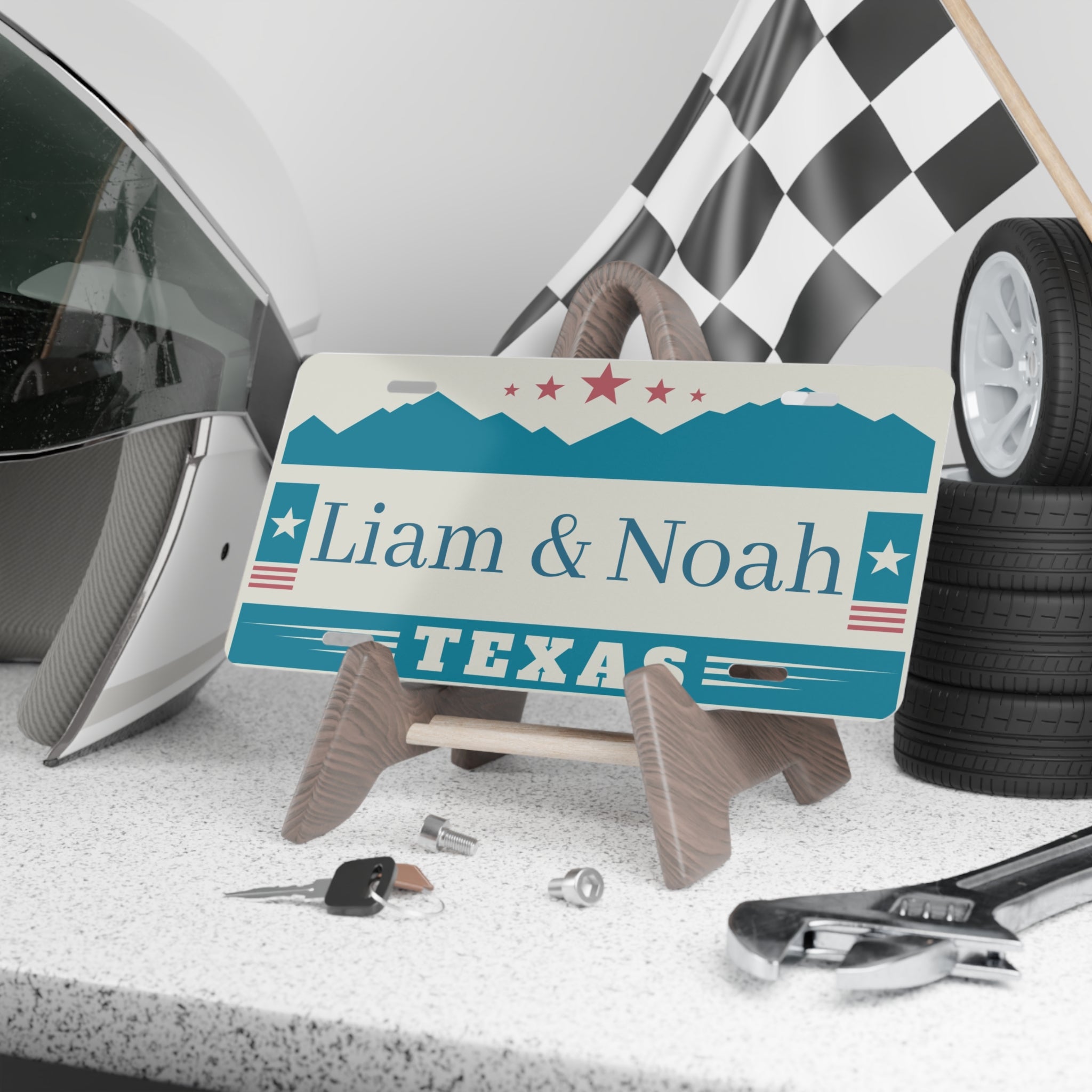 Personalized Texas Vanity License Plate with Names Custom Car Tag Home Decor