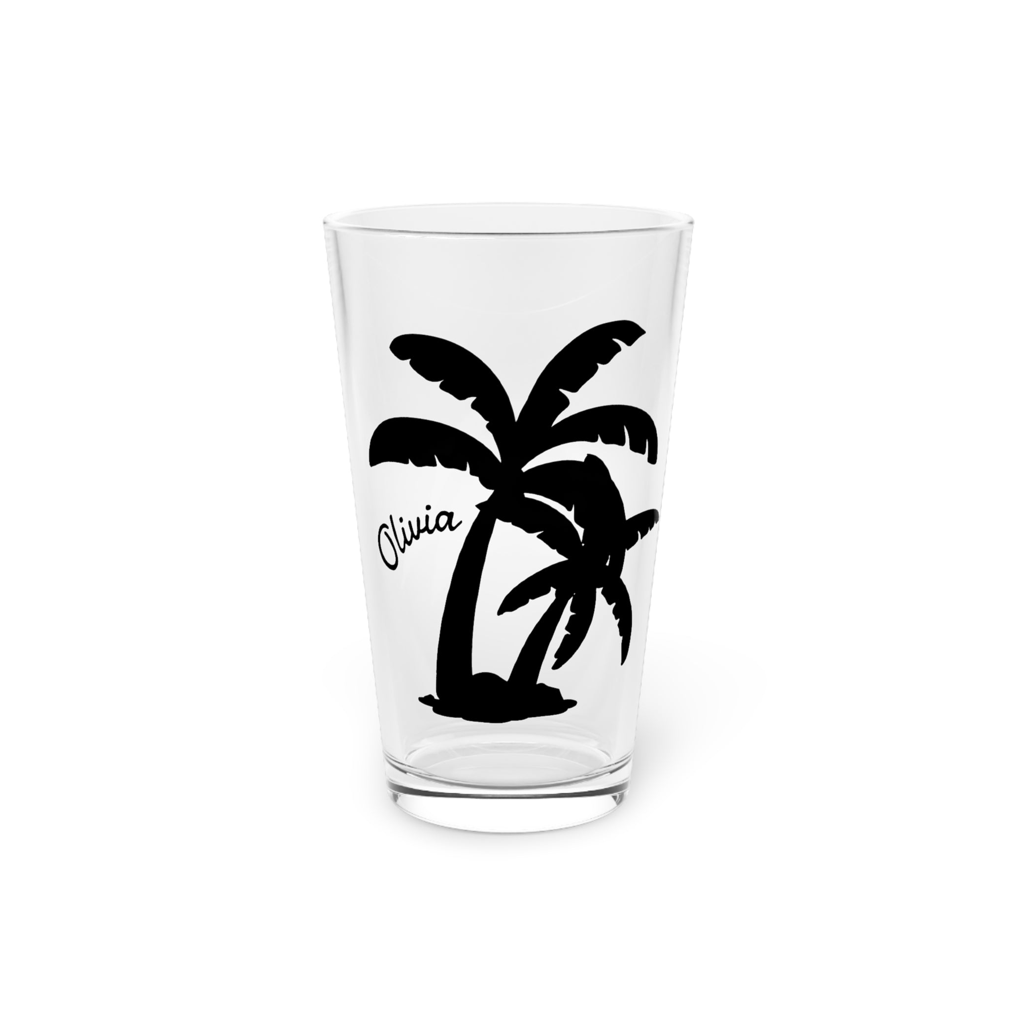 Personalized Palm Tree Pint Glass  Custom Name Tropical Beer Glass  Beach Lover Gift, Summer Barware, Vacation Vibes Cup