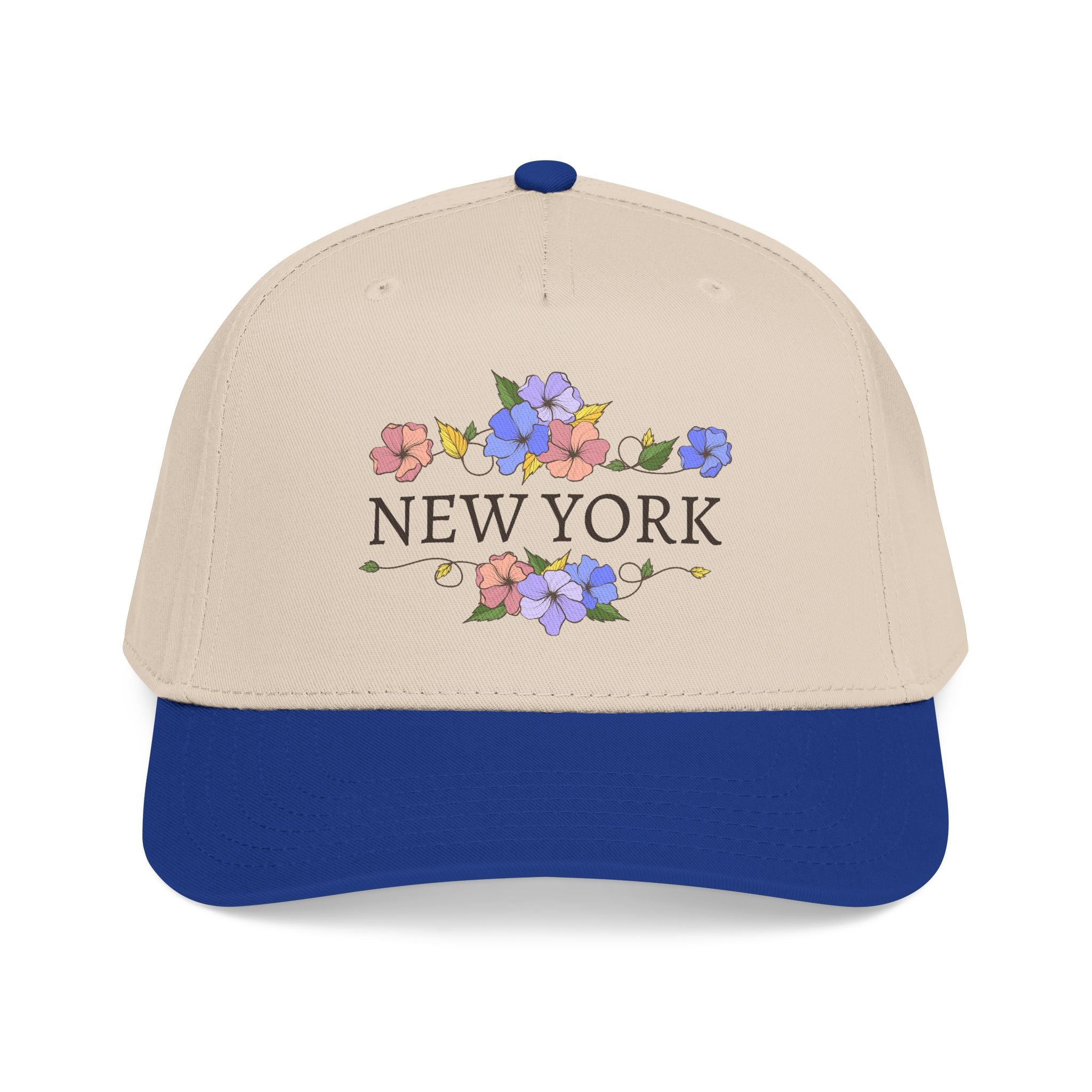 New York Floral Baseball Cap  Vintage Flower City Hat