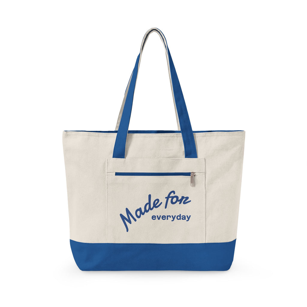 Made for everyday Zippered Canvas Tote | script text, neutral color