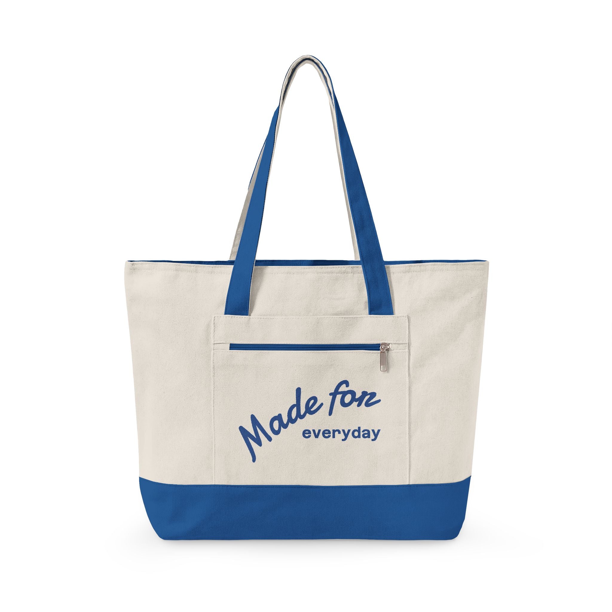 Made for everyday Zippered Canvas Tote | script text, neutral color