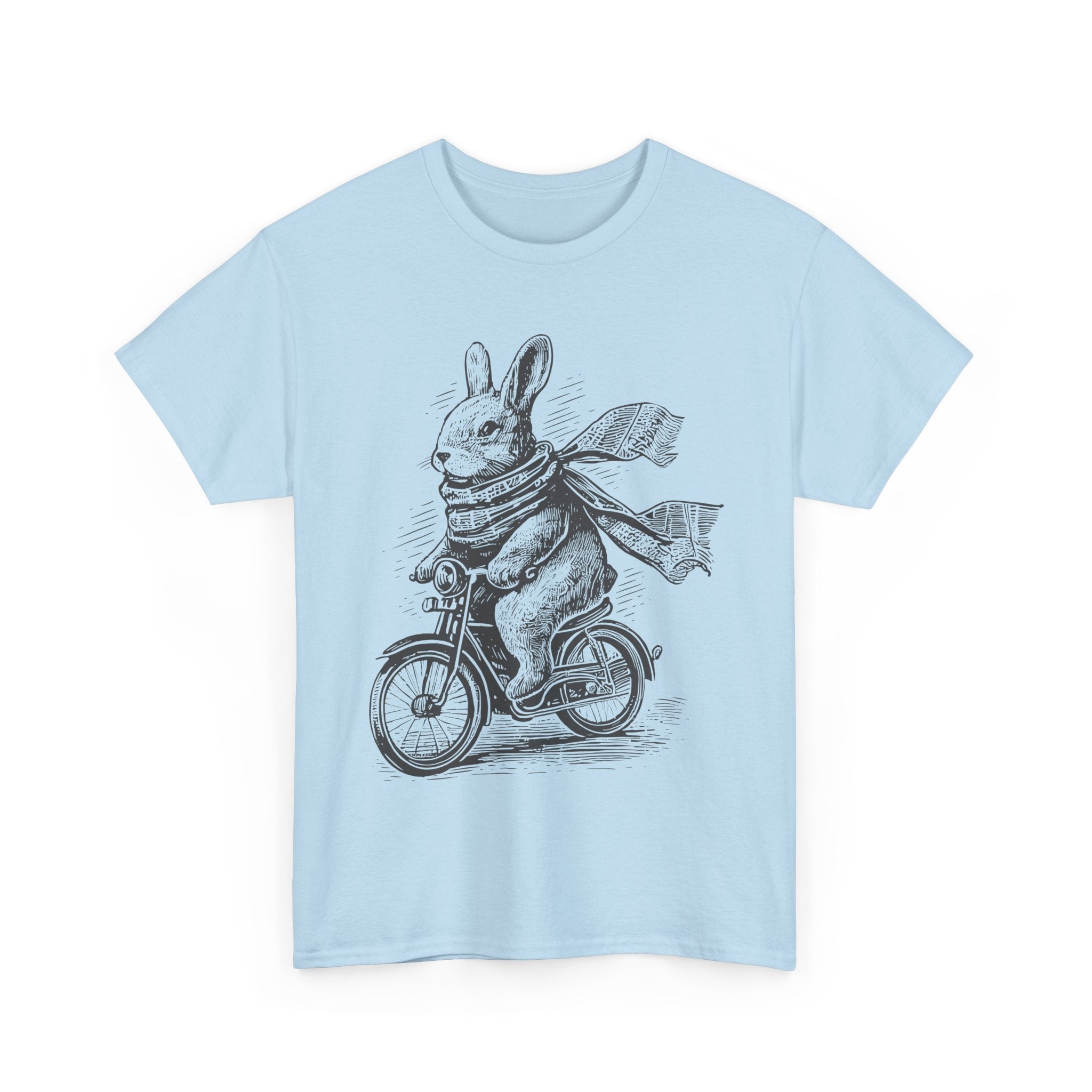 Cute Bunny Riding Bicycle T Shirt Funny Rabbit Illustration Tee Vintage Animal Shirt Gift for Animal Lovers