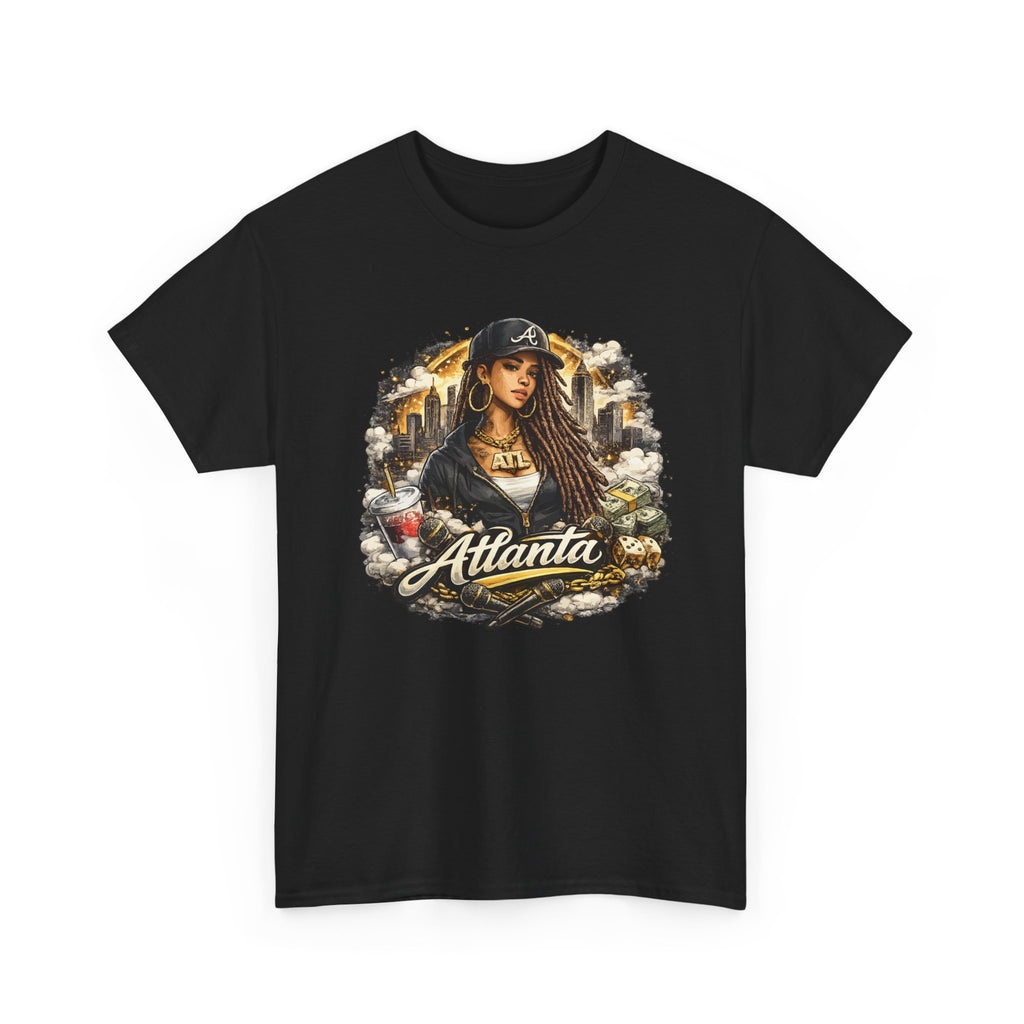 Atlanta Streetwear Graphic T Shirt for Women  Urban Hip Hop Style Tee, City Girl Fashion, Black Unisex Shirt