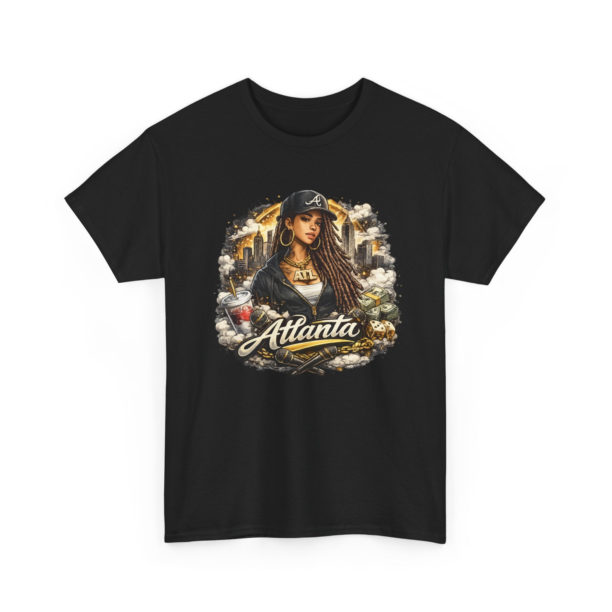 Atlanta Streetwear Graphic T Shirt for Women  Urban Hip Hop Style Tee, City Girl Fashion, Black Unisex Shirt