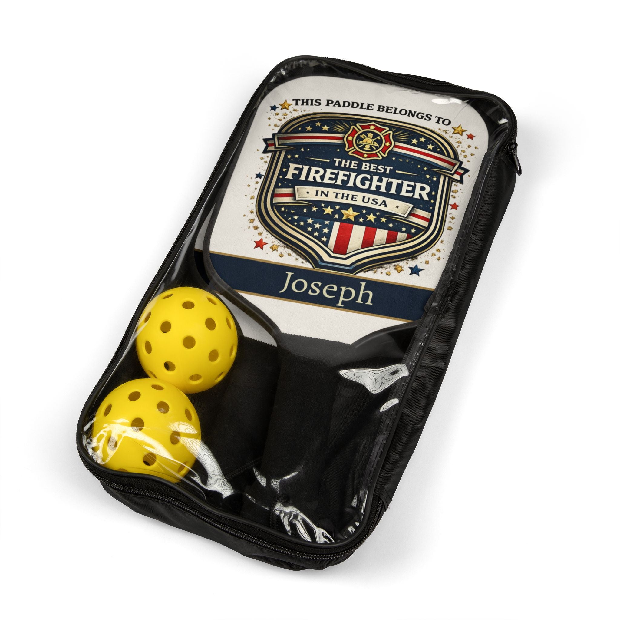 Personalized Firefighter Pickleball Paddle Set | Custom Fireman Gift for Him | First Responder Gift | Firefighter Dad Present