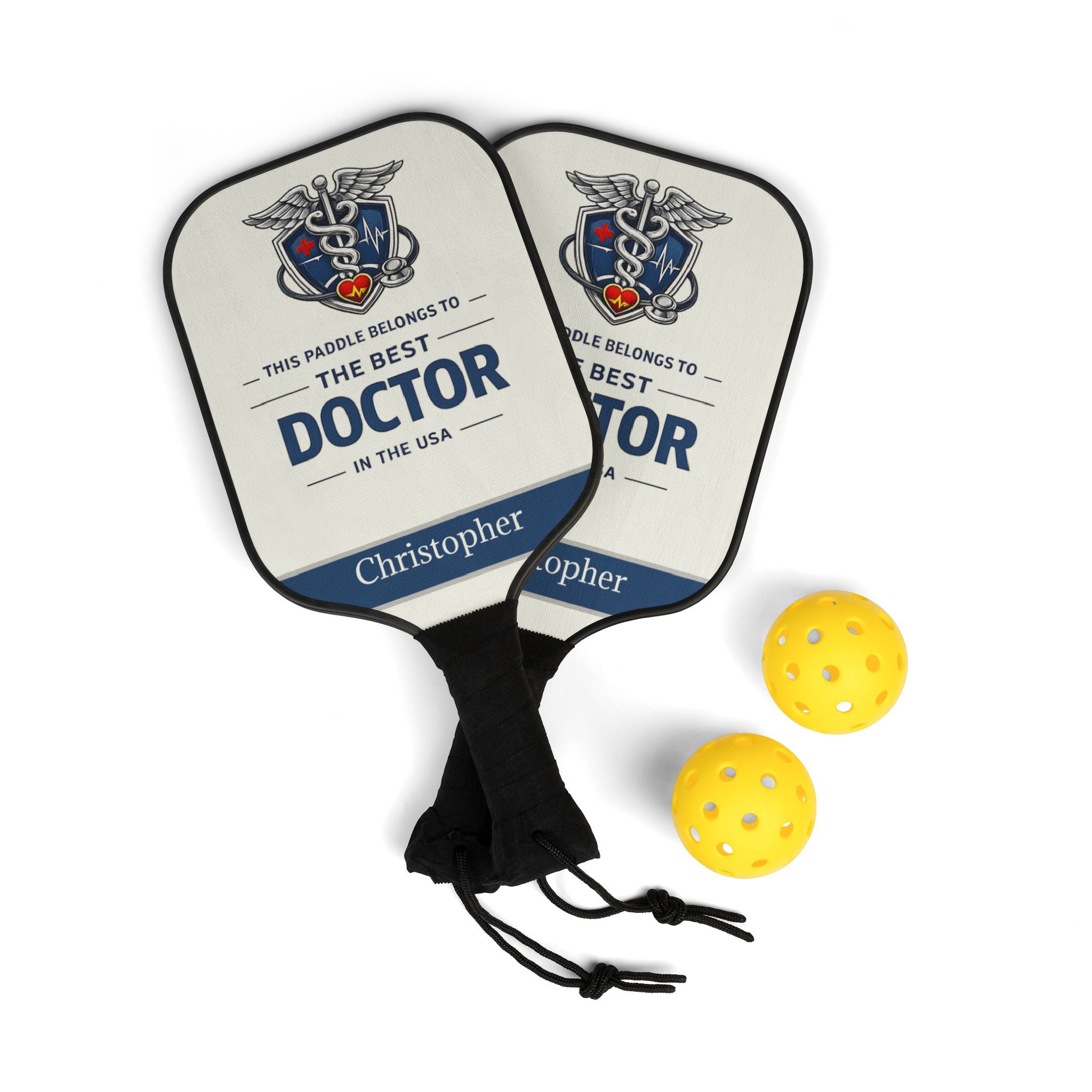 Personalized Doctor Pickleball Paddle Set | Best Doctor Gift | Custom Medical Pickleball Gift | Gift for Doctor | Gift for Him or Her