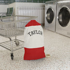Red Stripe Personalized Laundry Bag | Drawstring Canvas Laundry Sack