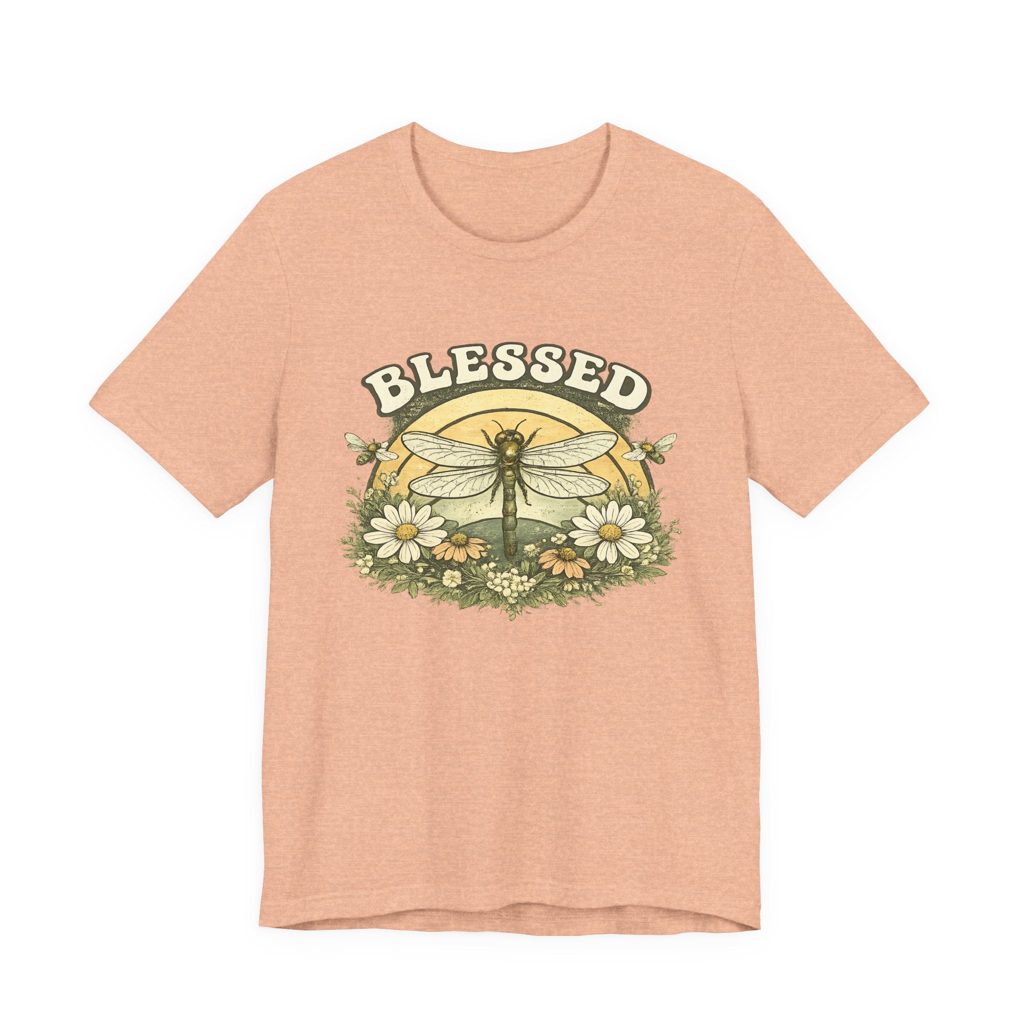 Blessed Dragonfly Shirt Floral Nature T Shirt Boho Faith Tee Vintage Botanical Graphic