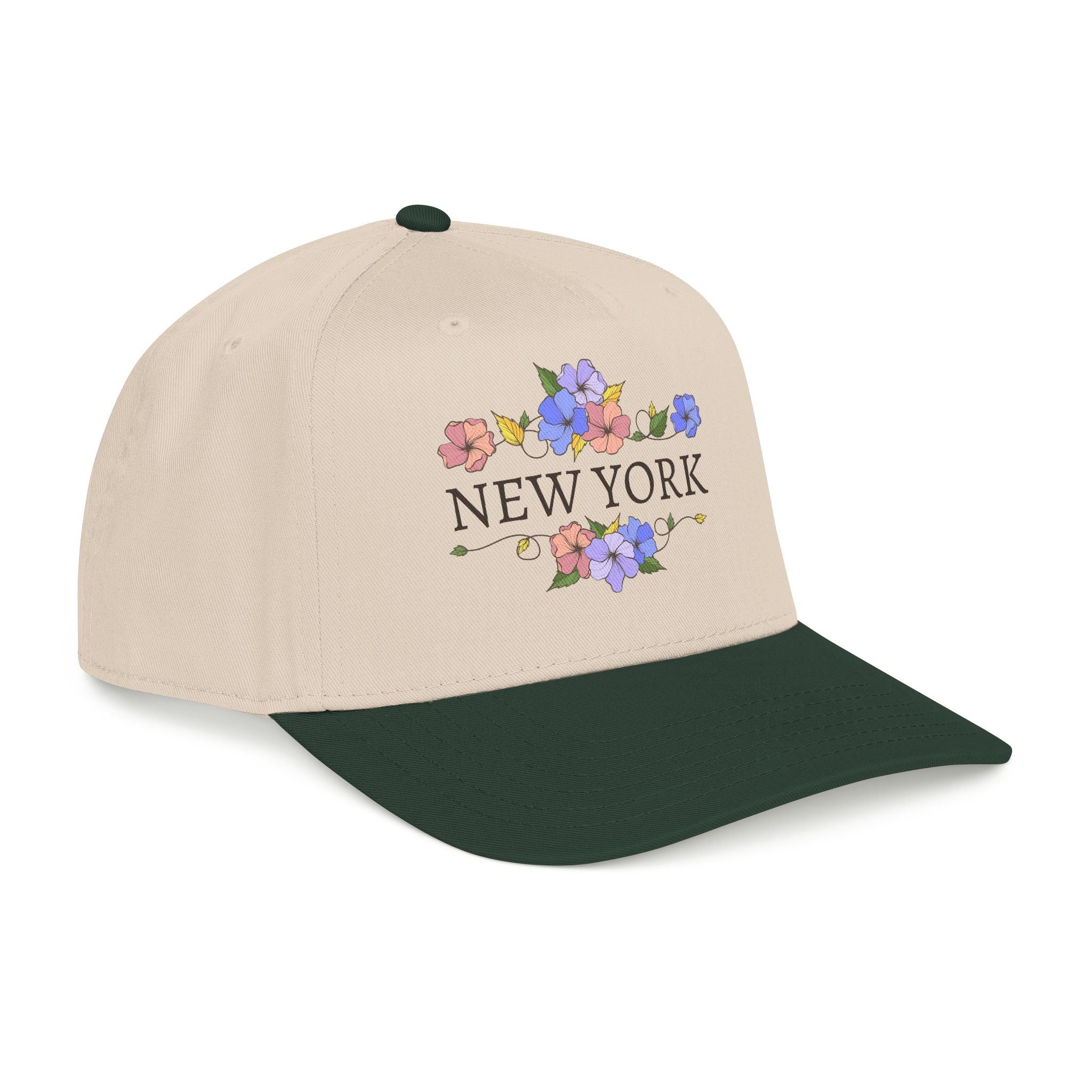 New York Floral Baseball Cap  Vintage Flower City Hat