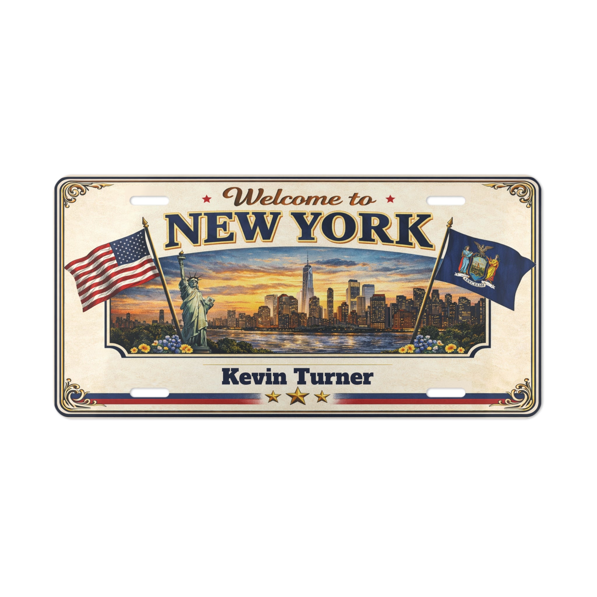 Personalized New York License Plate Sign Custom Name NYC Wall Decor | Vintage USA City Metal Sign