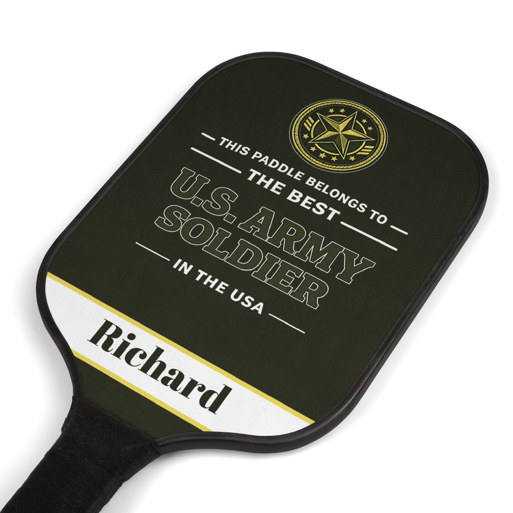 Personalized U.S. Army Soldier Pickleball Paddle Set, Custom Army Gift for Men, Military Retirement Gift, Veteran Gift Idea