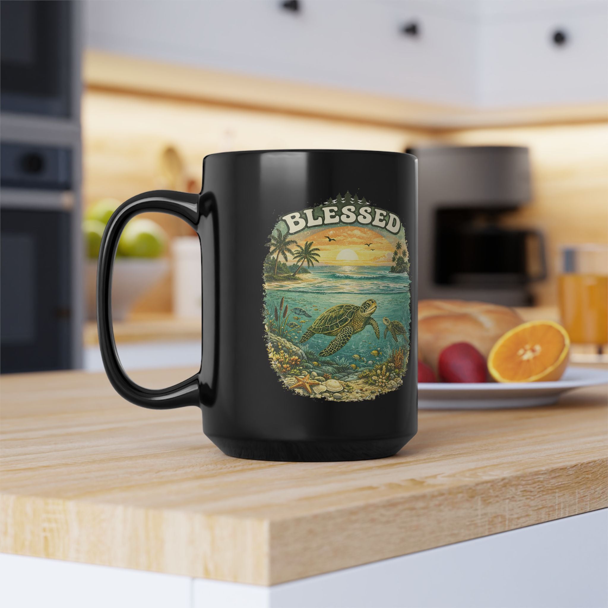 Blessed Sea Turtle Mug Ocean Coffee Cup Christian Beach Nature Gift