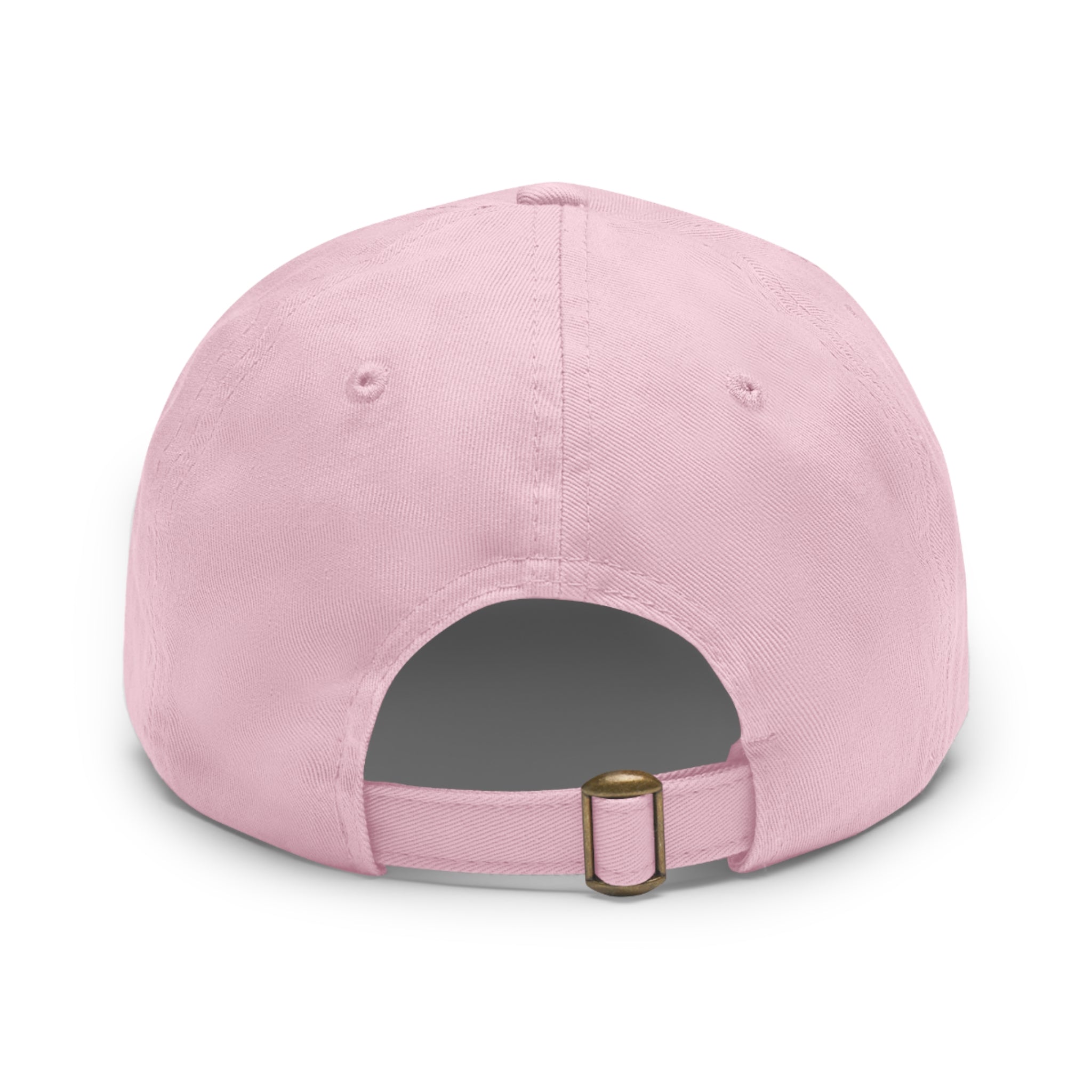 Embroidered Bee Leather Patch Dad Hat  Pink Round Patch Baseball Cap