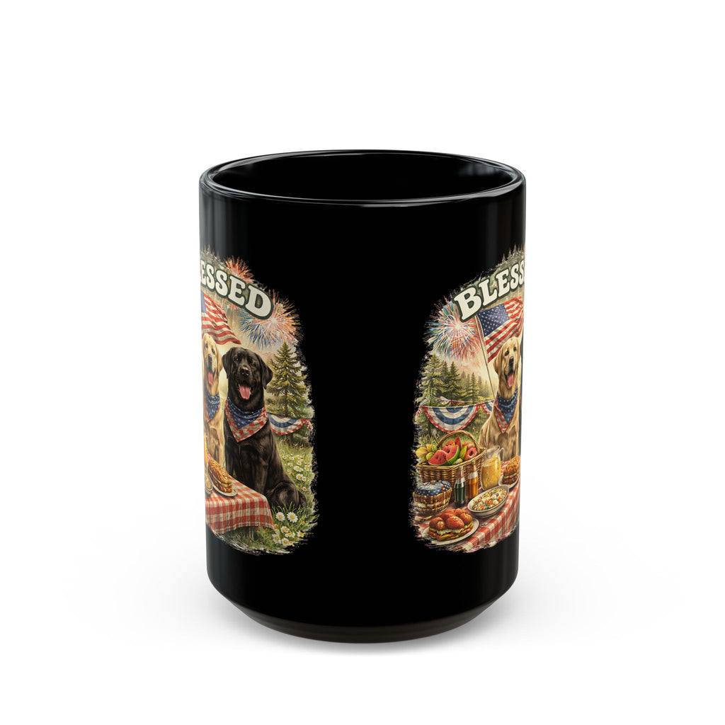 Blessed Patriotic Dog Mug American Flag Coffee Cup Faith USA Dog Lover Gift