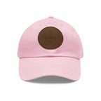 Embroidered Bee Leather Patch Dad Hat  Pink Round Patch Baseball Cap