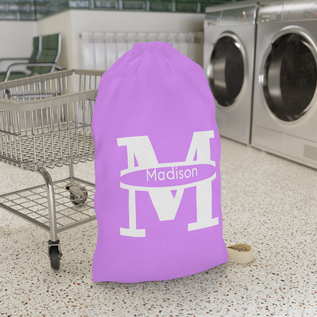 Personalized Monogram M Laundry Bag Personalized Initial Drawstring