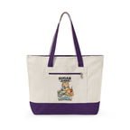 Sugar High Cat Illustration Zippered Tote | Cute Candy Cat Canvas Bag