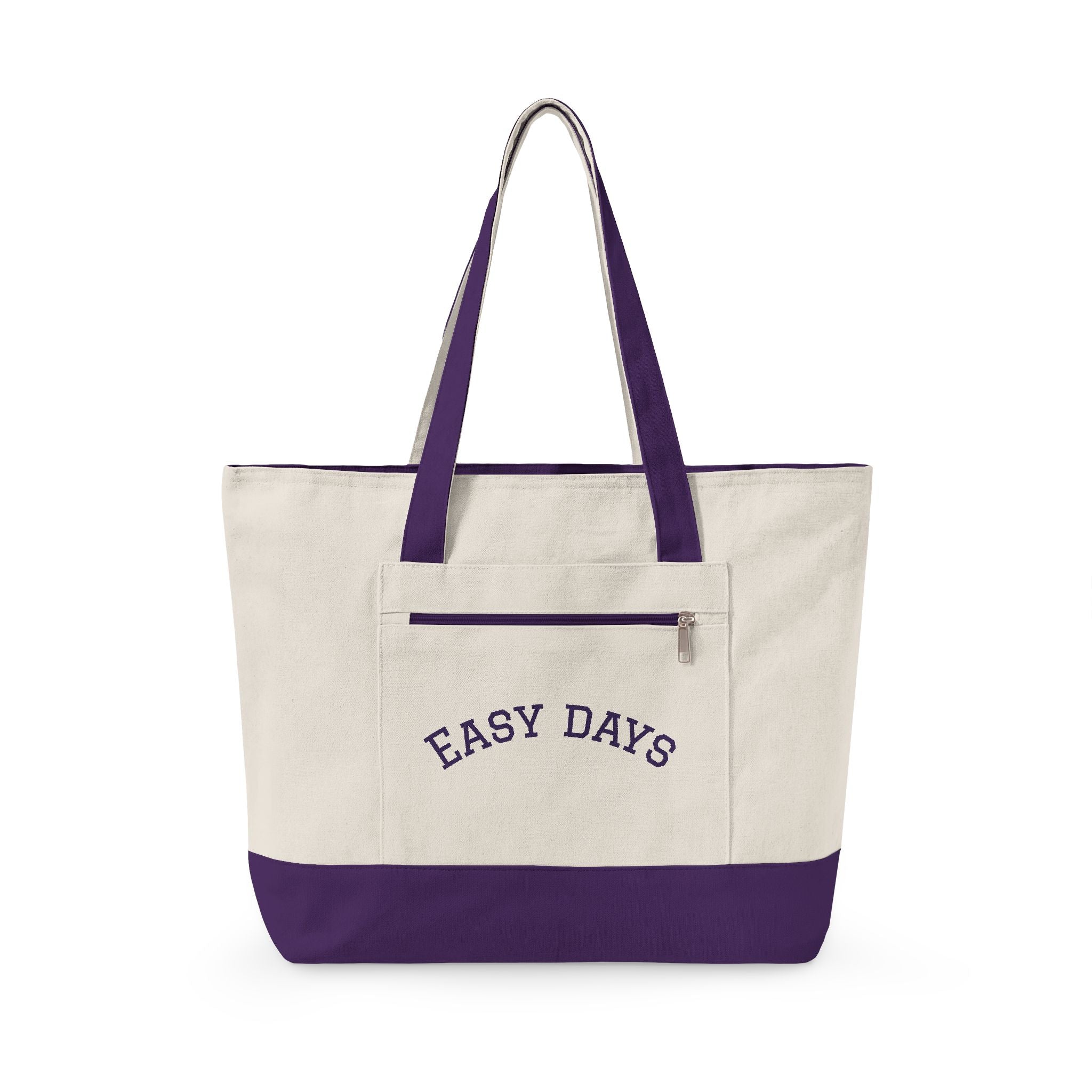 Easy Days canvas tote | Zippered canvas tote, front pocket
