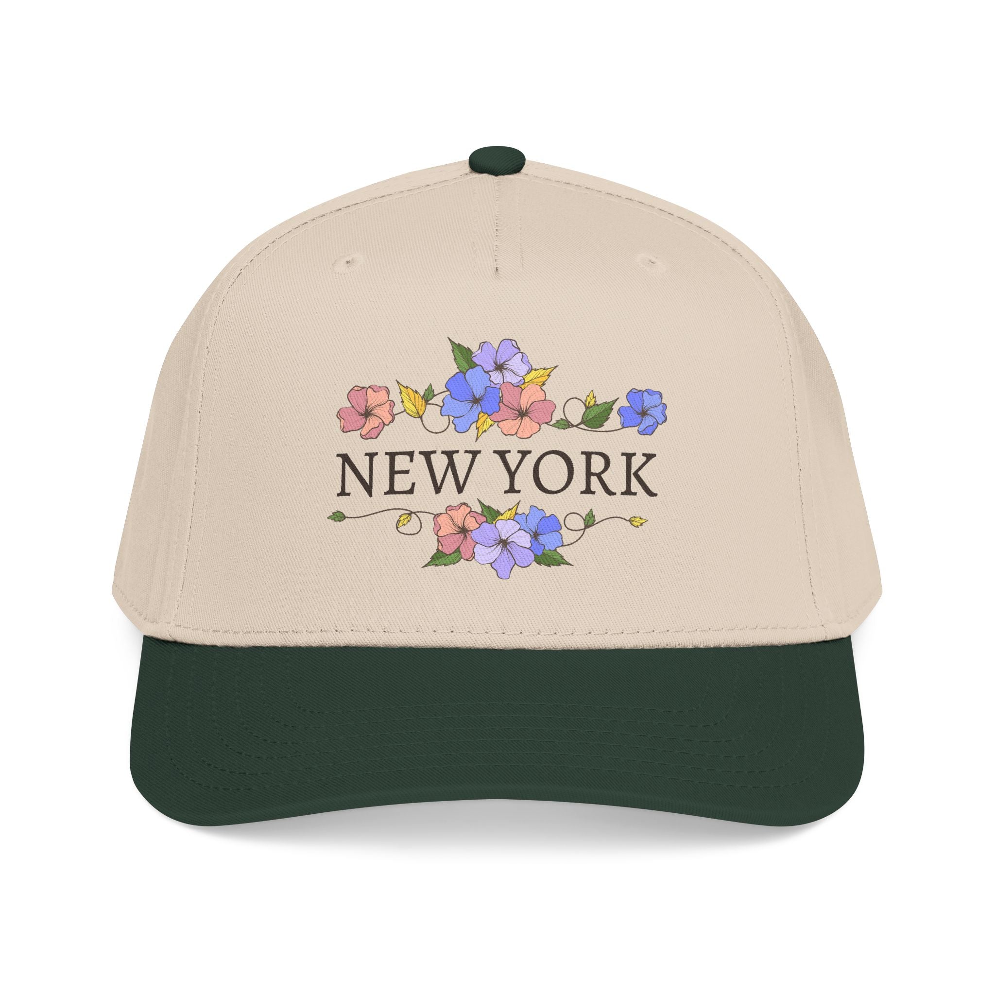 New York Floral Baseball Cap  Vintage Flower City Hat