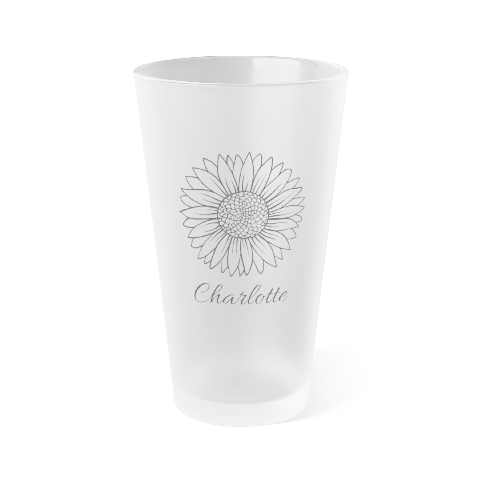 Personalized Sunflower Pint Glass  Custom Name Frosted Beer Glass  Floral Gift for Her, Birthday Gift, Bridesmaid Gift Idea