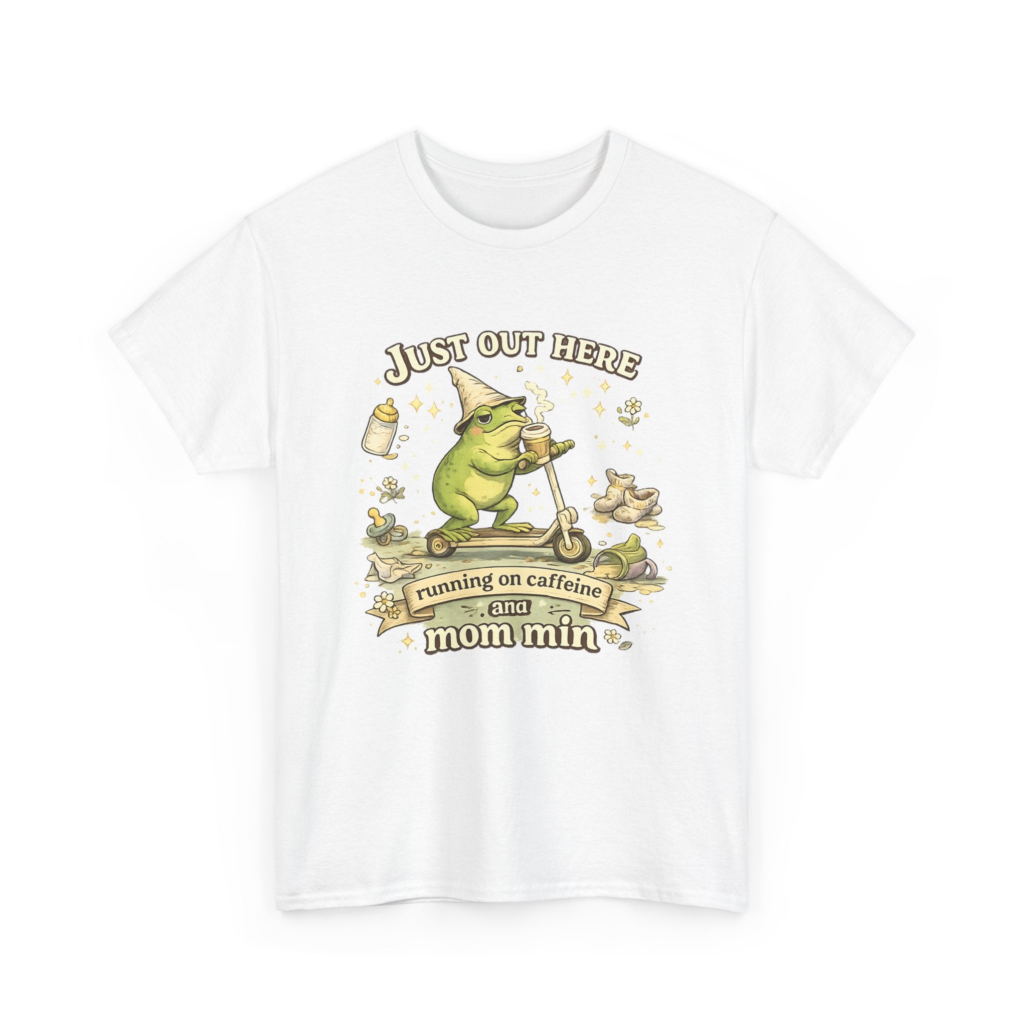 Running on Caffeine and Mom Min Shirt Funny Mom Frog T Shirt Coffee Lover Mom Tee