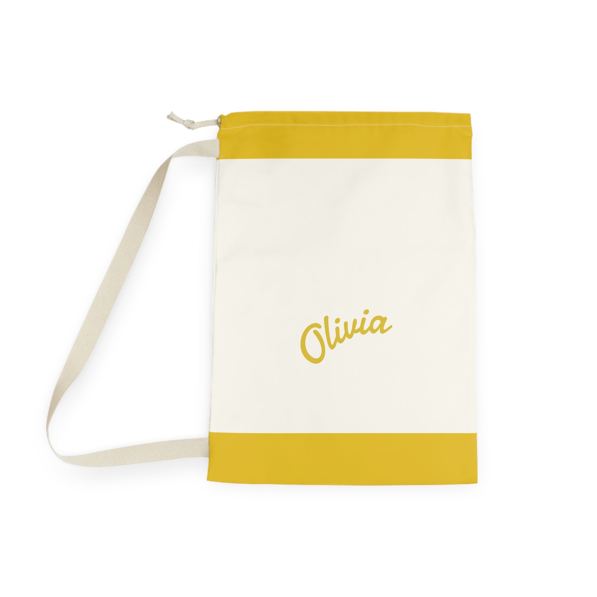 Personalized Laundry Bag | Custom Canvas Drawstring Laundry Bag | Large Reusable Laundry Sack | Personalized Yellow Canvas Laundry Bag
