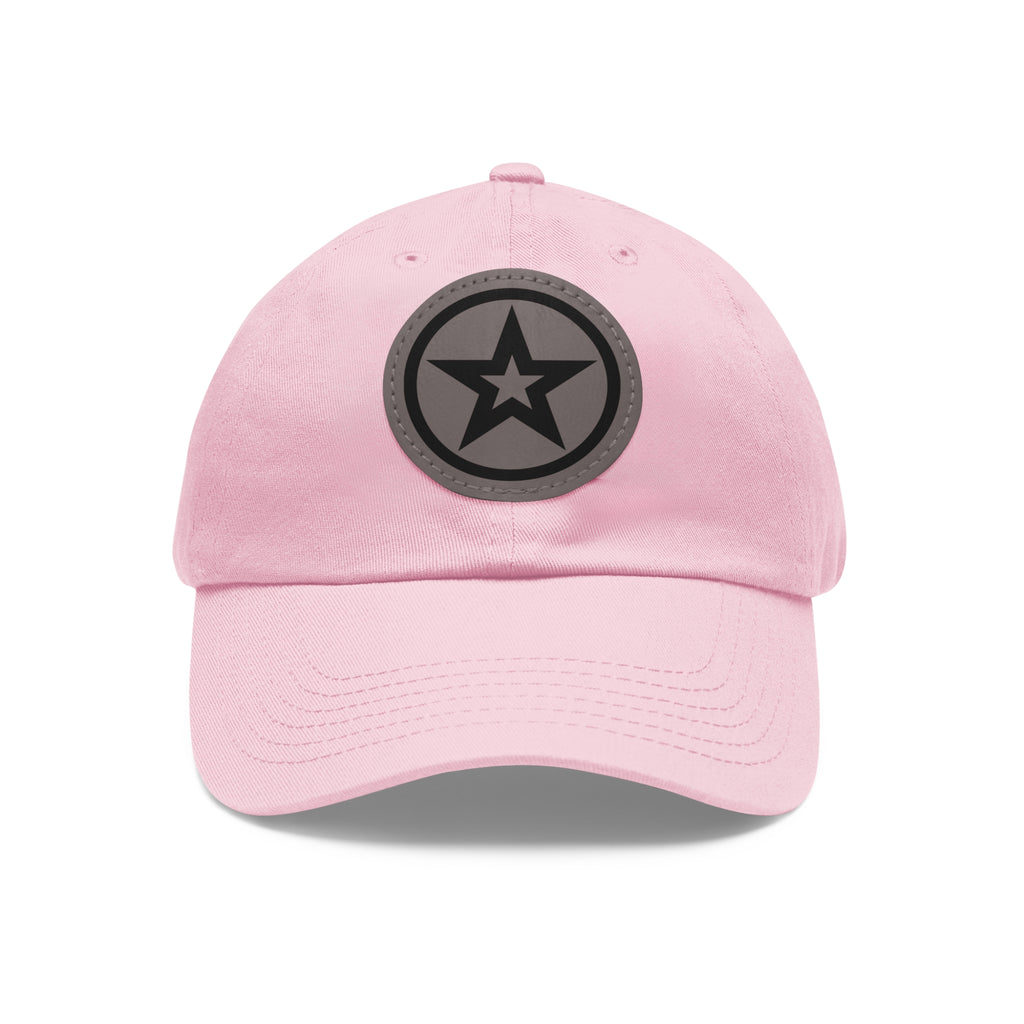 Star Patch Dad Hat  Leather Round Patch Baseball Cap