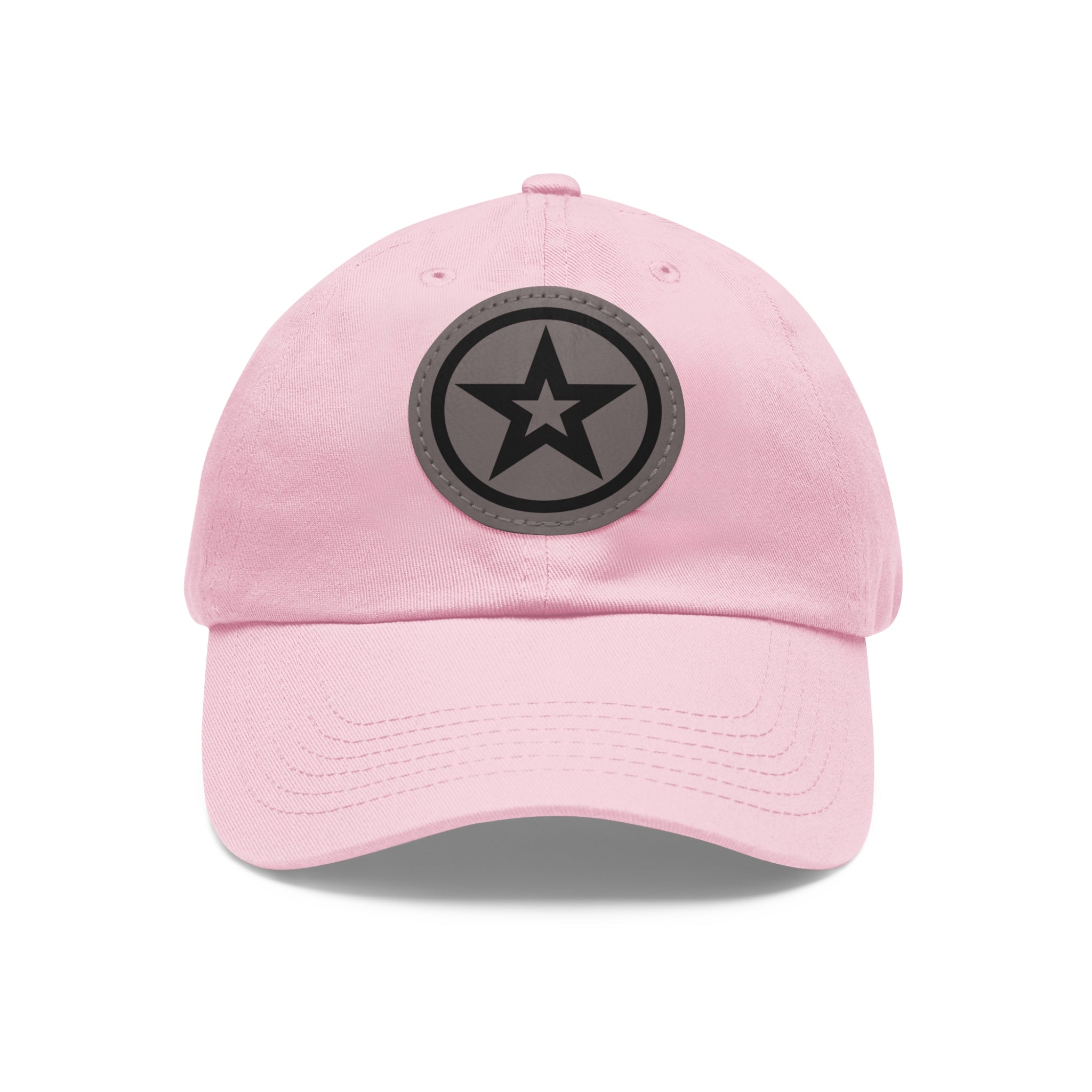 Star Patch Dad Hat  Leather Round Patch Baseball Cap