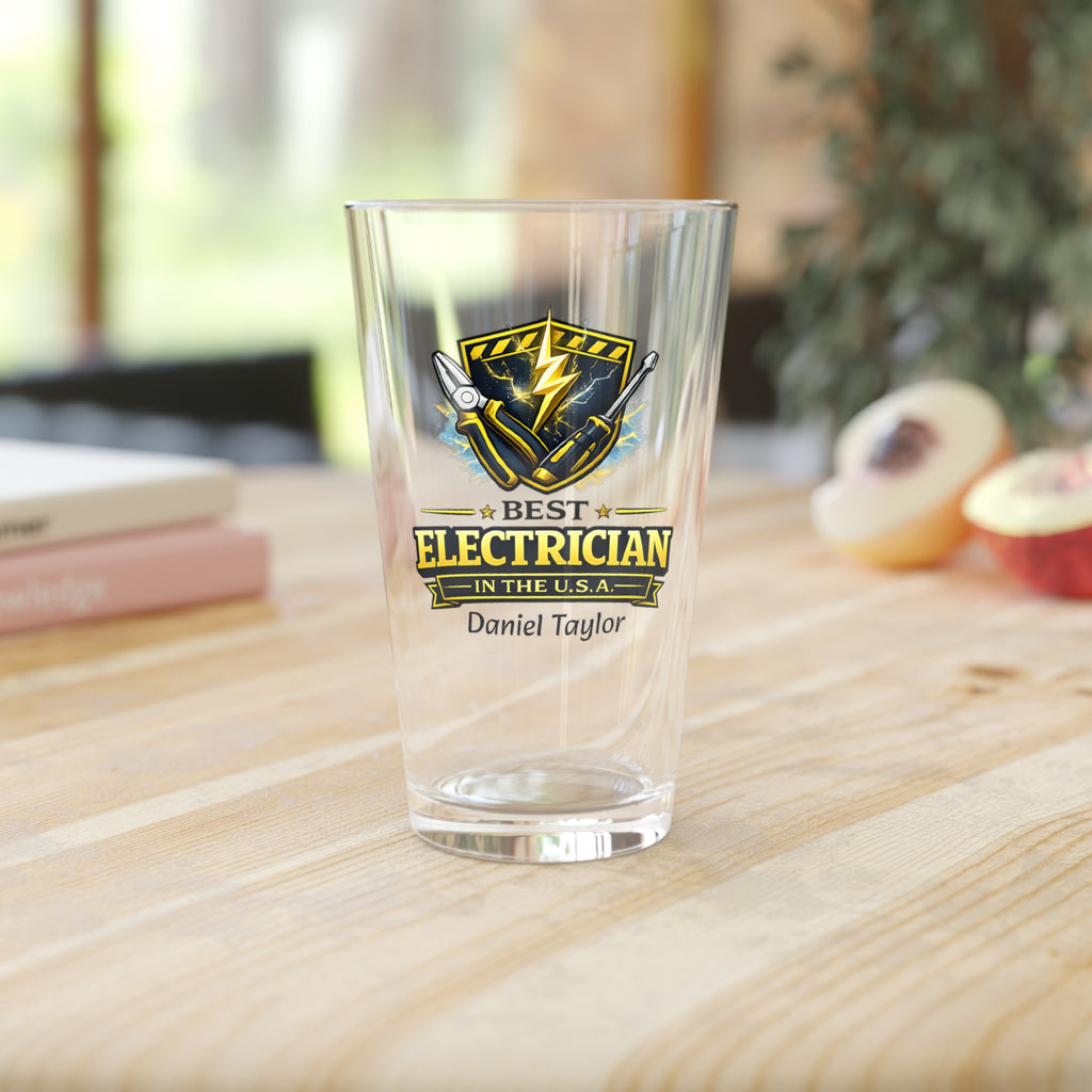 Personalized Electrician Pint Glass  Best Electrician in the USA Custom Name Beer Glass  Gift for Electrician, Electrician Birthday Gift