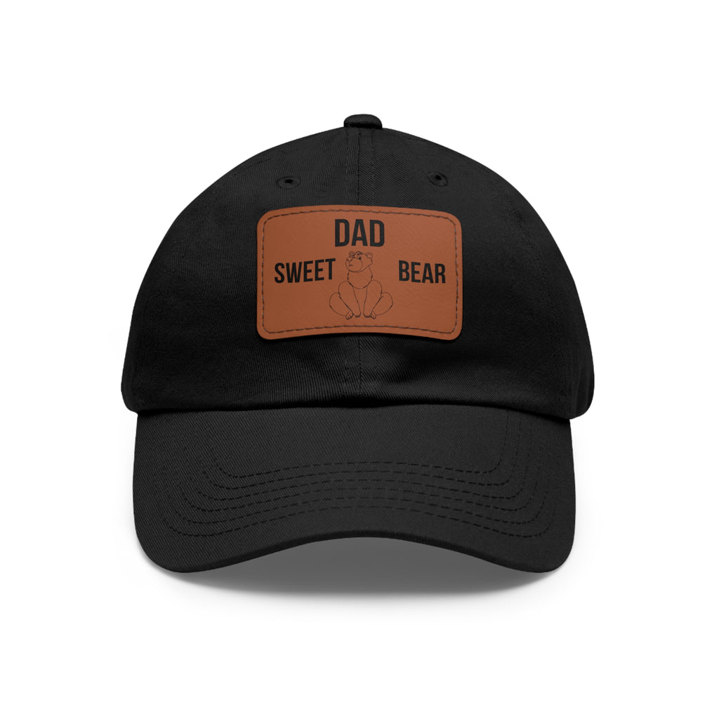 Dad Hat with Leather Patch Dad Sweet Bear Embroidered Cap
