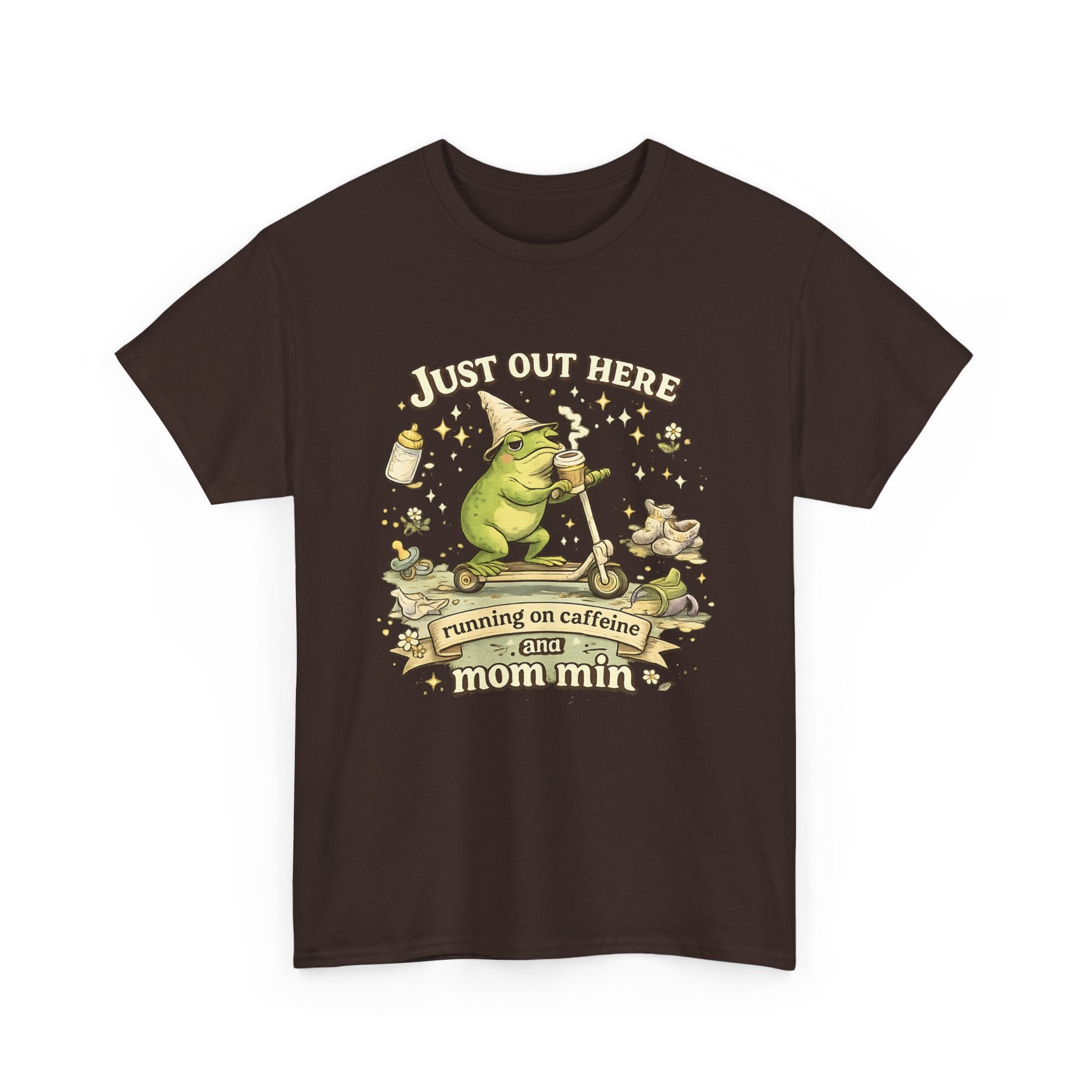 Running on Caffeine and Mom Min Shirt Funny Mom Frog T Shirt Coffee Lover Mom Tee