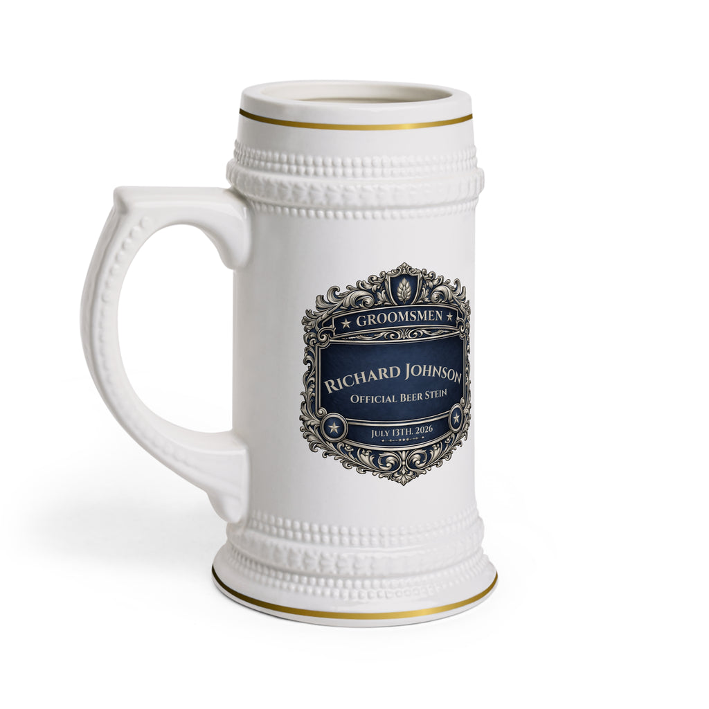 Personalized Groomsmen Beer Stein 22oz - Custom Name Wedding Beer Mug