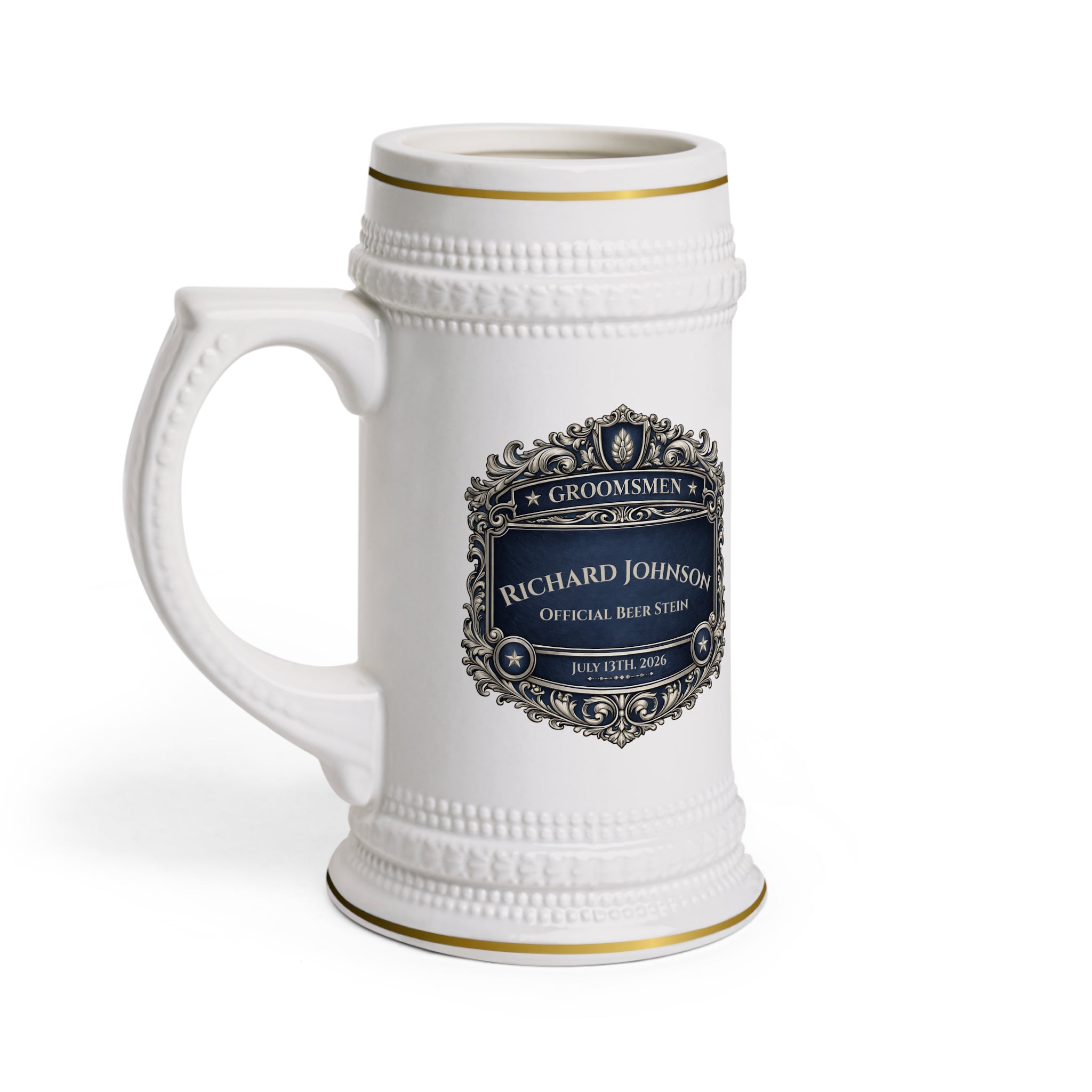 Personalized Groomsmen Beer Stein 22oz - Custom Name Wedding Beer Mug