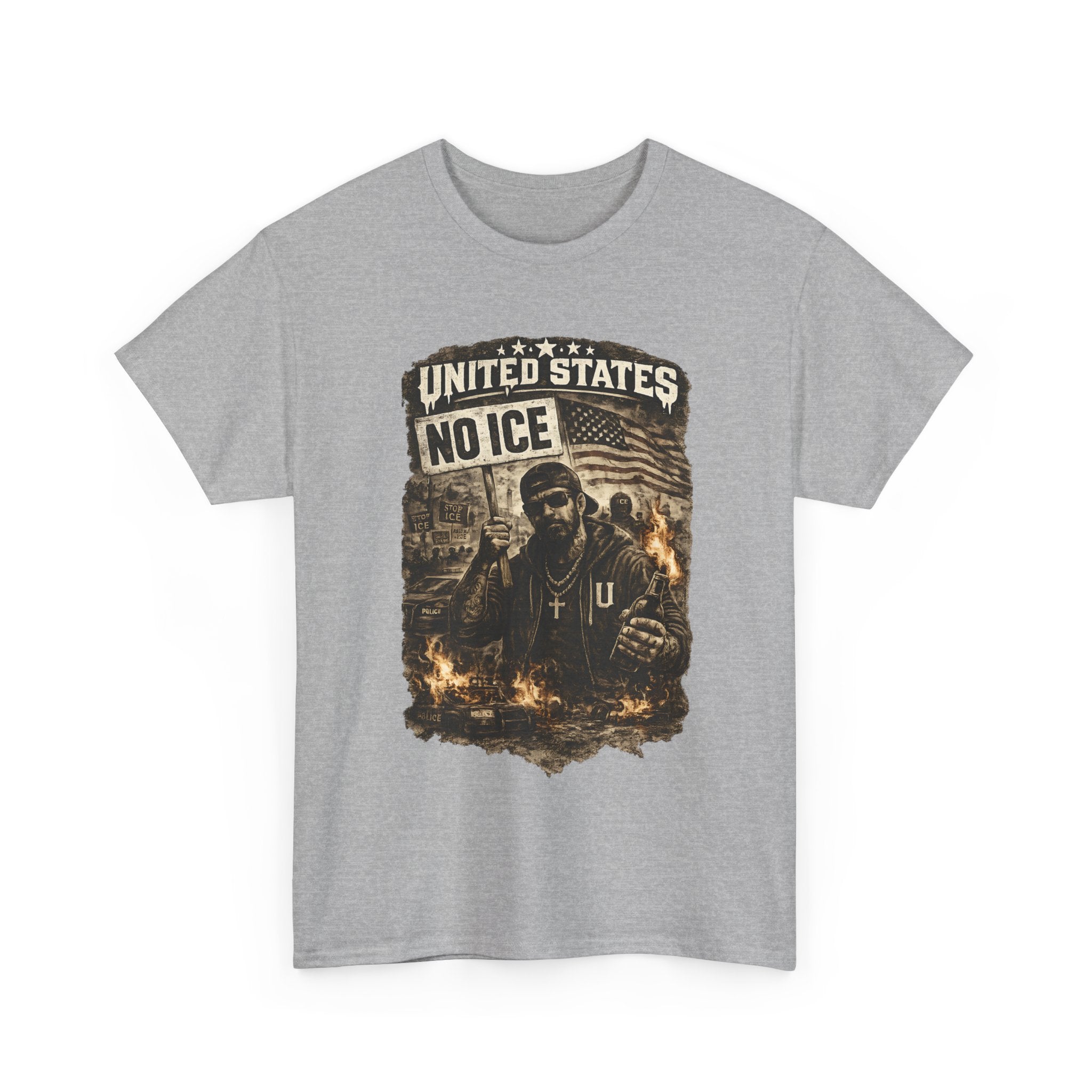 United States Streetwear T Shirt, No ICE Graphic Tee, Urban Protest Style Unisex Shirt