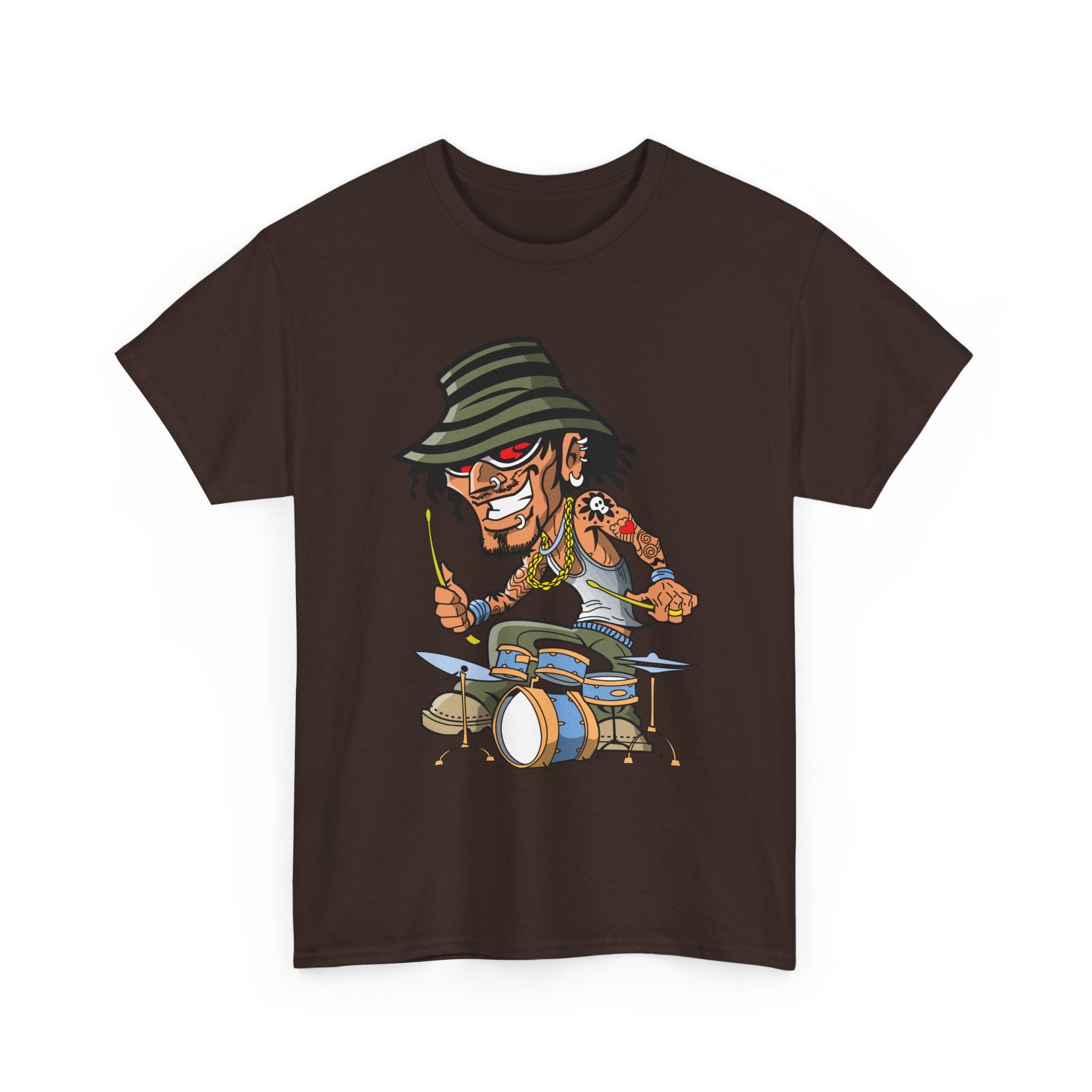 Drummer T Shirt Cartoon Musician Tee Funny Drum Player Shirt Band Music Gift for Drummers